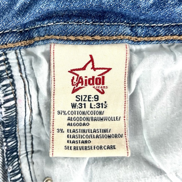 LA Idol USA Leopard Pocket Rhinestone Studded Medium Wash Skinny Jeans - Picture 6 of 9